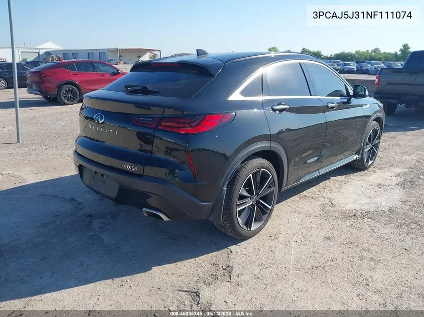 2022 Infiniti Qx55 Luxe Awd VIN: 3PCAJ5J31NF111074 Lot: 45085345