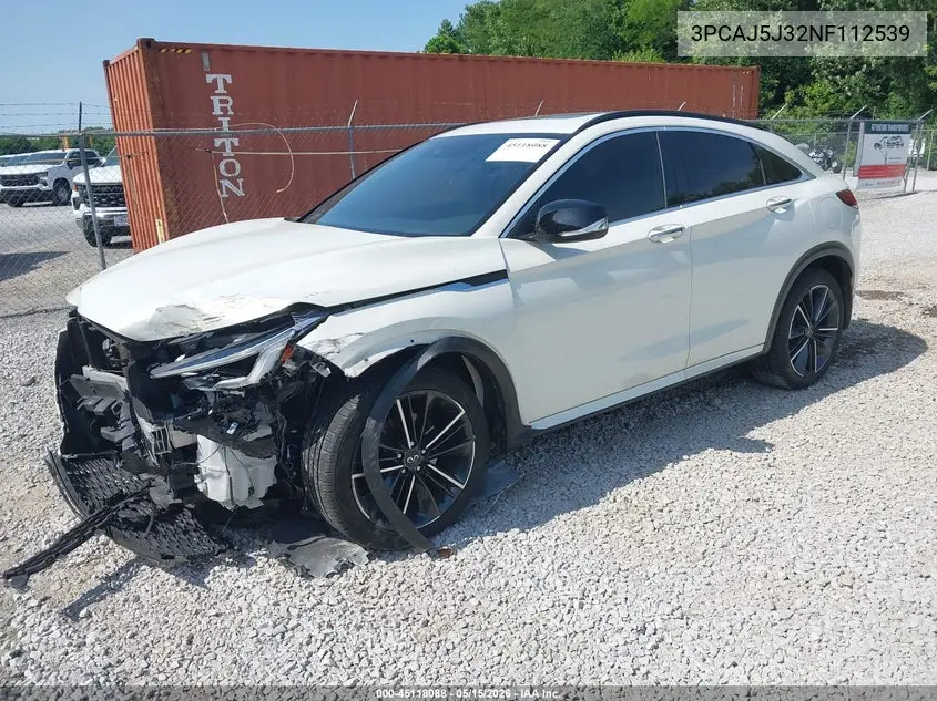 2022 Infiniti Qx55 Luxe Awd VIN: 3PCAJ5J32NF112539 Lot: 45118088