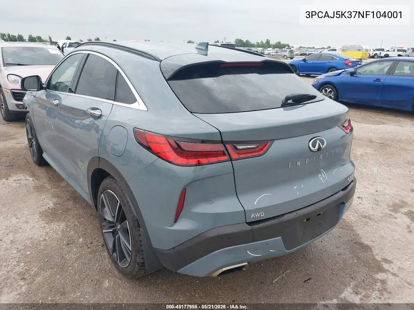2022 Infiniti Qx55 Essential Awd VIN: 3PCAJ5K37NF104001 Lot: 45177955