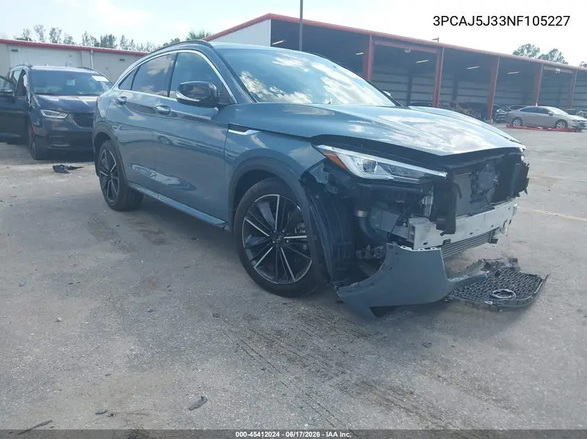 2022 Infiniti Qx55 Luxe Awd VIN: 3PCAJ5J33NF105227 Lot: 45412024