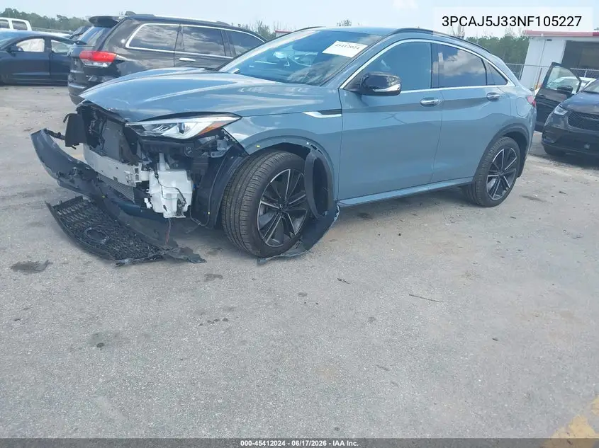 2022 Infiniti Qx55 Luxe Awd VIN: 3PCAJ5J33NF105227 Lot: 45412024