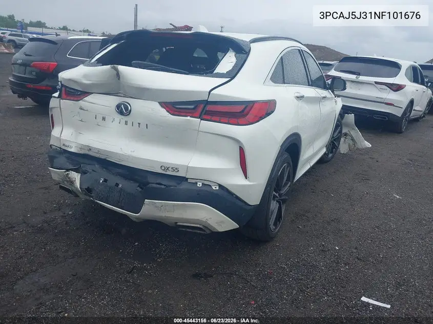 2022 Infiniti Qx55 Luxe Awd VIN: 3PCAJ5J31NF101676 Lot: 45443156
