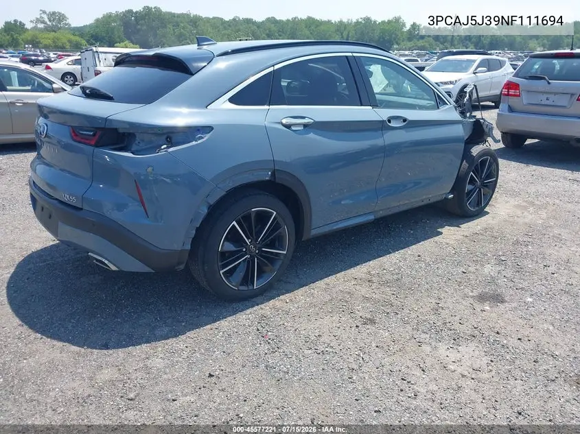 2022 Infiniti Qx55 Luxe Awd VIN: 3PCAJ5J39NF111694 Lot: 45577221