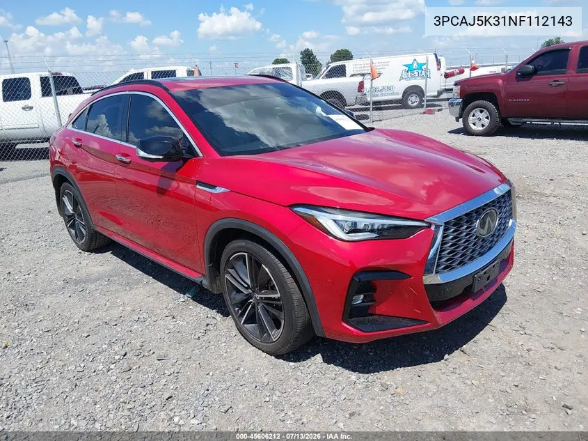 2022 Infiniti Qx55 Essential Awd VIN: 3PCAJ5K31NF112143 Lot: 45606212