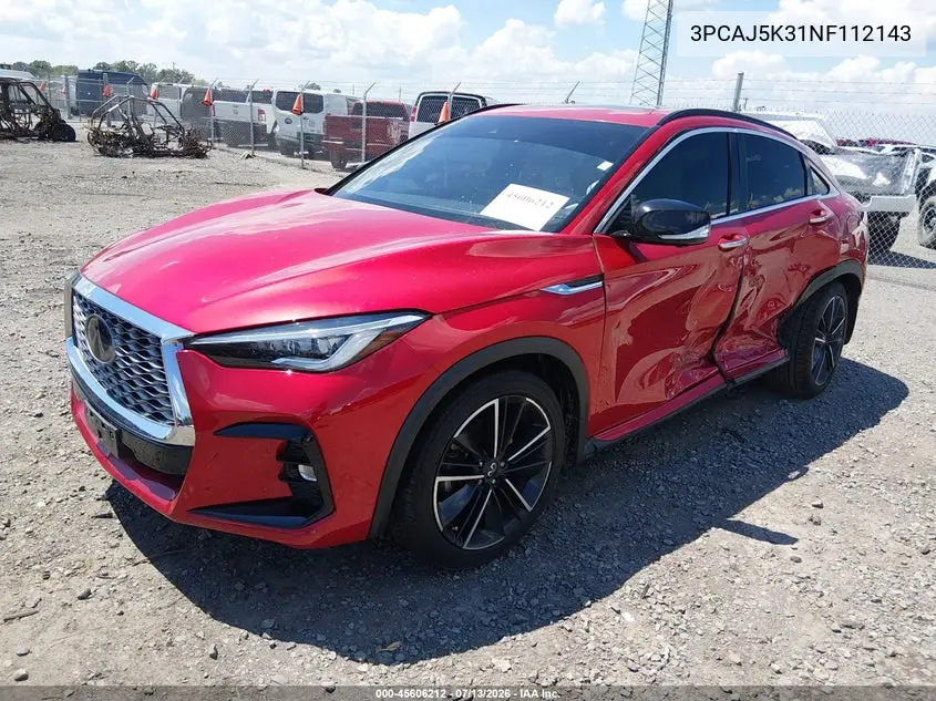 2022 Infiniti Qx55 Essential Awd VIN: 3PCAJ5K31NF112143 Lot: 45606212