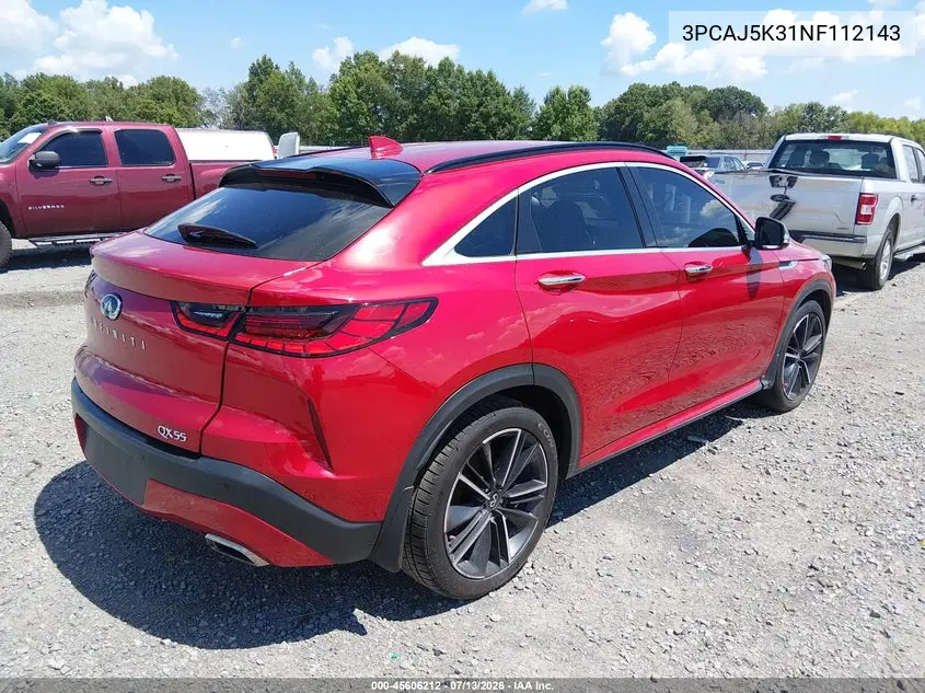 2022 Infiniti Qx55 Essential Awd VIN: 3PCAJ5K31NF112143 Lot: 45606212