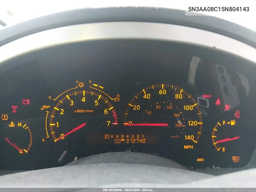 2005 Infiniti Qx56 VIN: 5N3AA08C15N804143 Lot: 45169440