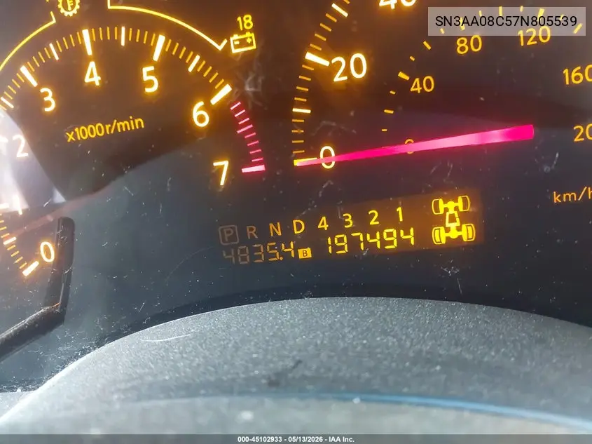 2007 Infiniti Qx56 VIN: 5N3AA08C57N805539 Lot: 45102933
