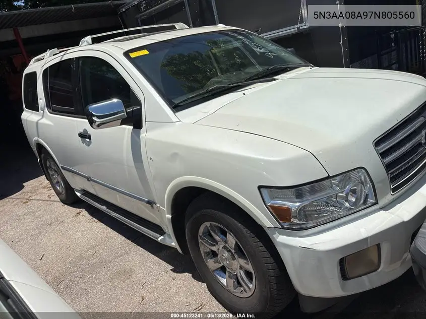 2007 Infiniti Qx56 VIN: 5N3AA08A97N805560 Lot: 45123241