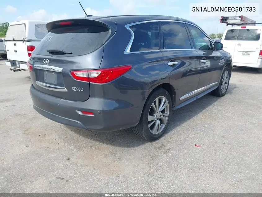2014 Infiniti Qx60 VIN: 5N1AL0MN0EC501733 Lot: 45524167
