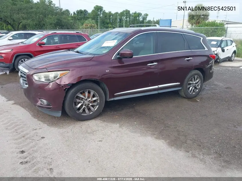 2014 Infiniti Qx60 VIN: 5N1AL0MN8EC542501 Lot: 45611328