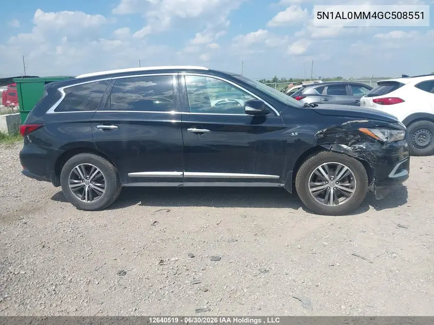 2016 Infiniti Qx60 VIN: 5N1AL0MM4GC508551 Lot: 12640519