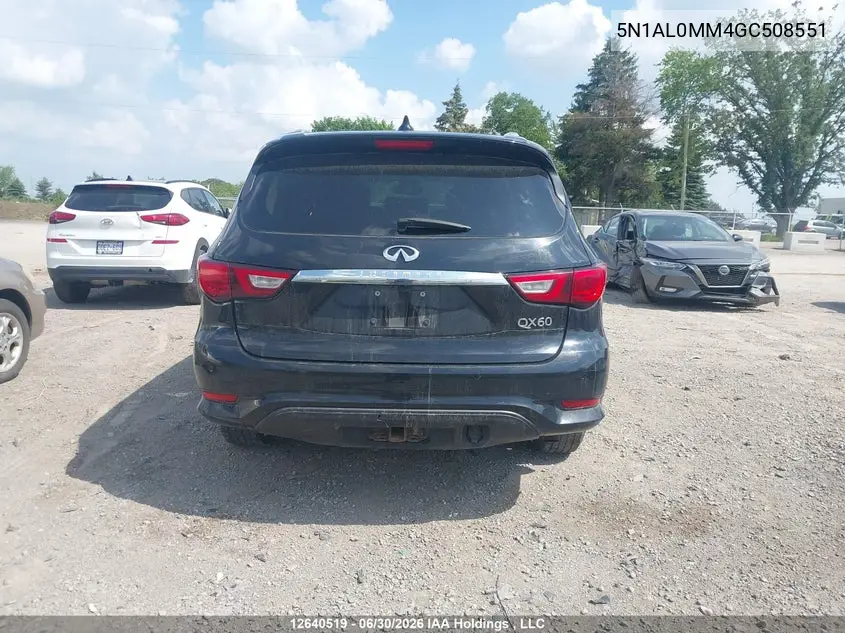 2016 Infiniti Qx60 VIN: 5N1AL0MM4GC508551 Lot: 12640519