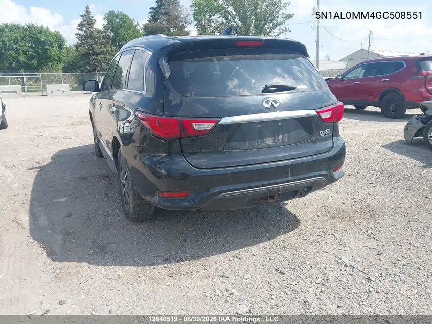 2016 Infiniti Qx60 VIN: 5N1AL0MM4GC508551 Lot: 12640519