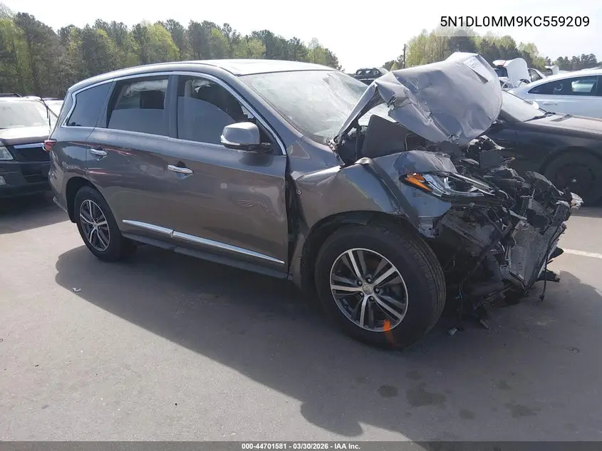 2019 Infiniti Qx60 Pure VIN: 5N1DL0MM9KC559209 Lot: 44701581