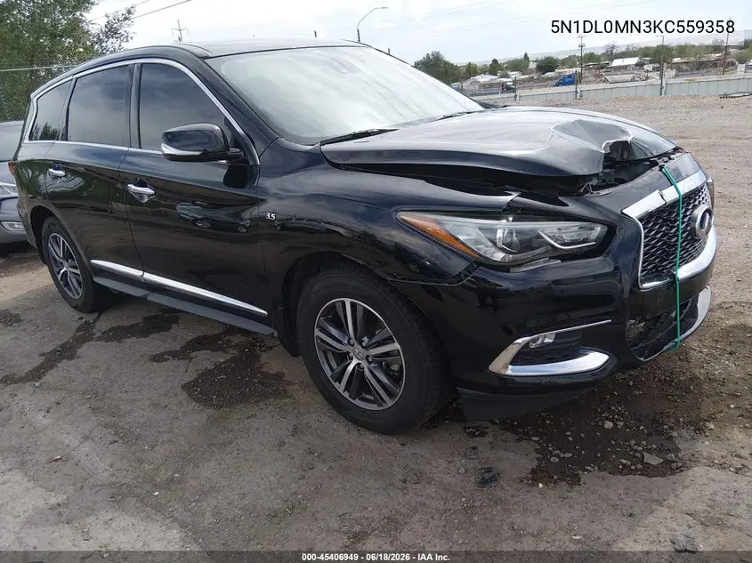 2019 Infiniti Qx60 Pure VIN: 5N1DL0MN3KC559358 Lot: 45406949