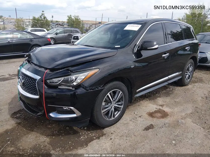 2019 Infiniti Qx60 Pure VIN: 5N1DL0MN3KC559358 Lot: 45406949