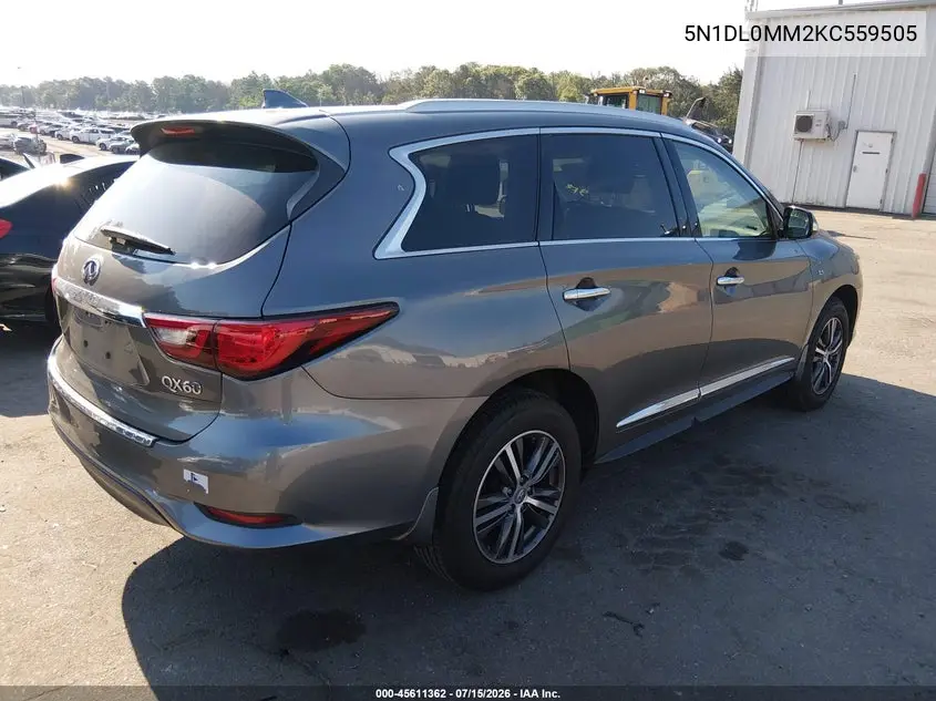 2019 Infiniti Qx60 Luxe VIN: 5N1DL0MM2KC559505 Lot: 45611362