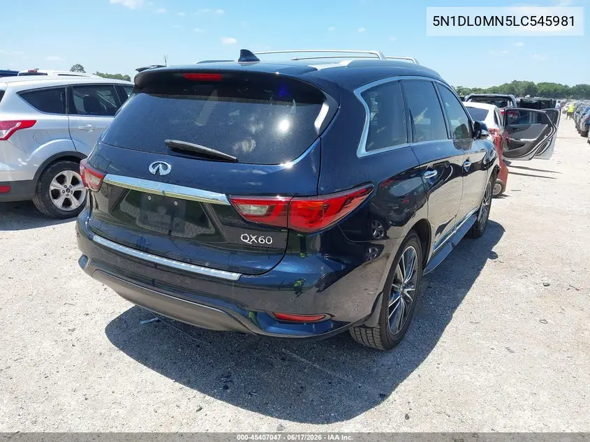 2020 Infiniti Qx60 Signature Edition VIN: 5N1DL0MN5LC545981 Lot: 45407047