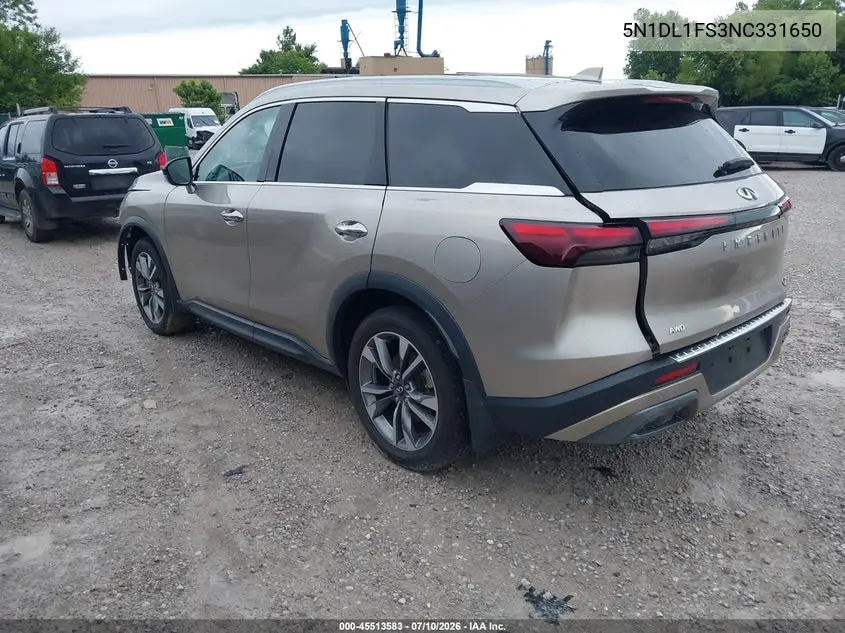 2022 Infiniti Qx60 Luxe Awd VIN: 5N1DL1FS3NC331650 Lot: 45513583