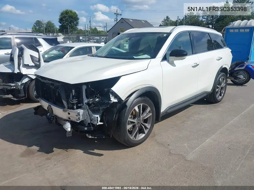 2025 Infiniti Qx60 Luxe VIN: 5N1AL1FR3SC353398 Lot: 45411993