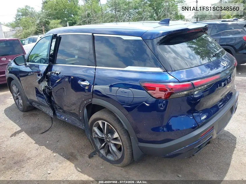 2025 Infiniti Qx60 Luxe Awd VIN: 5N1AL1FS1SC348560 Lot: 45591958
