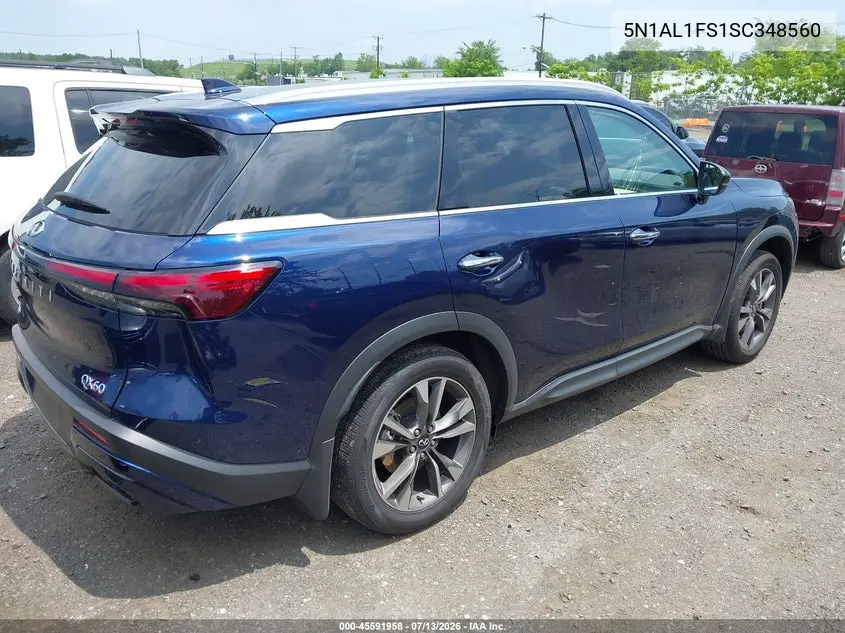 2025 Infiniti Qx60 Luxe Awd VIN: 5N1AL1FS1SC348560 Lot: 45591958