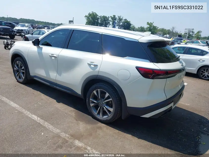 2025 Infiniti Qx60 Luxe Awd VIN: 5N1AL1FS9SC331022 Lot: 45602954