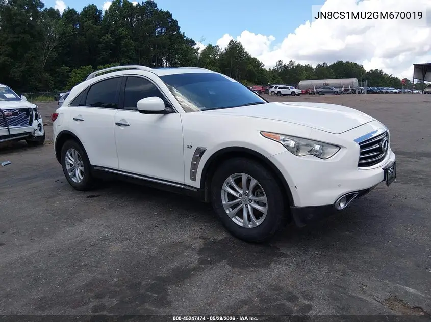 2016 Infiniti Qx70 VIN: JN8CS1MU2GM670019 Lot: 45247474