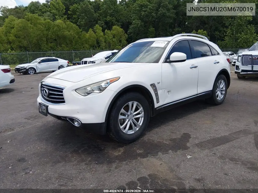 2016 Infiniti Qx70 VIN: JN8CS1MU2GM670019 Lot: 45247474