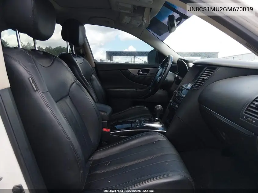 2016 Infiniti Qx70 VIN: JN8CS1MU2GM670019 Lot: 45247474