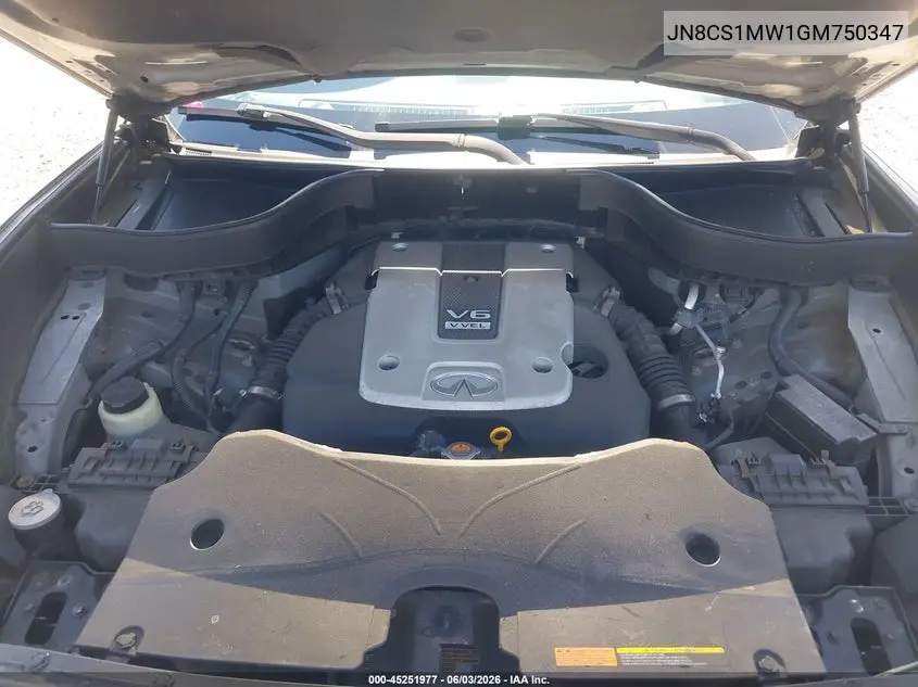 2016 Infiniti Qx70 VIN: JN8CS1MW1GM750347 Lot: 45251977