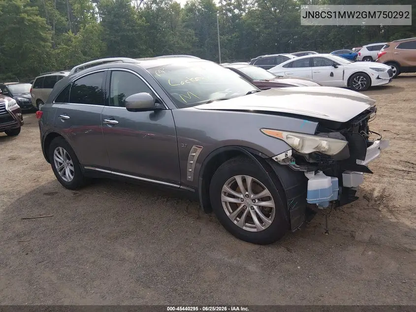 2016 Infiniti Qx70 VIN: JN8CS1MW2GM750292 Lot: 45440295