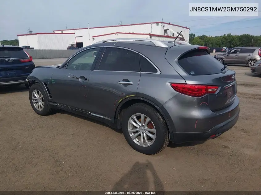 2016 Infiniti Qx70 VIN: JN8CS1MW2GM750292 Lot: 45440295