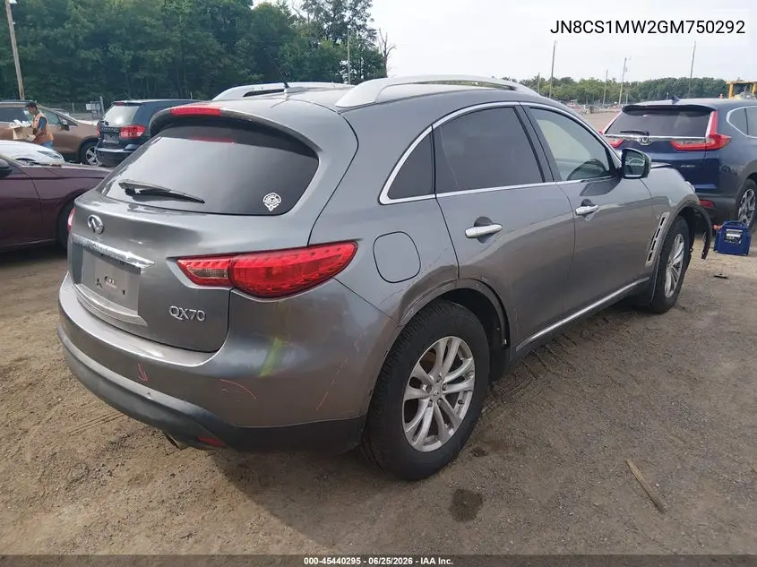 2016 Infiniti Qx70 VIN: JN8CS1MW2GM750292 Lot: 45440295