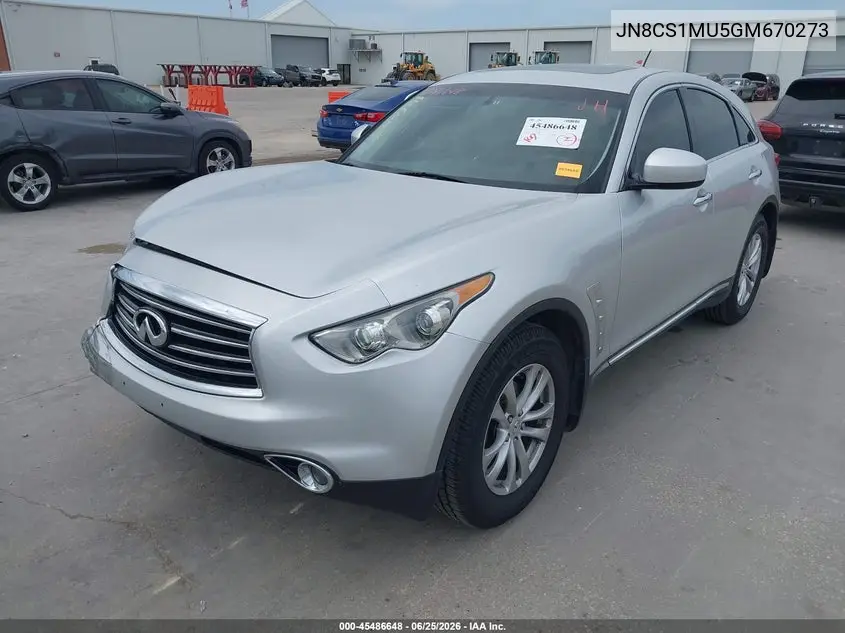 2016 Infiniti Qx70 VIN: JN8CS1MU5GM670273 Lot: 45486648