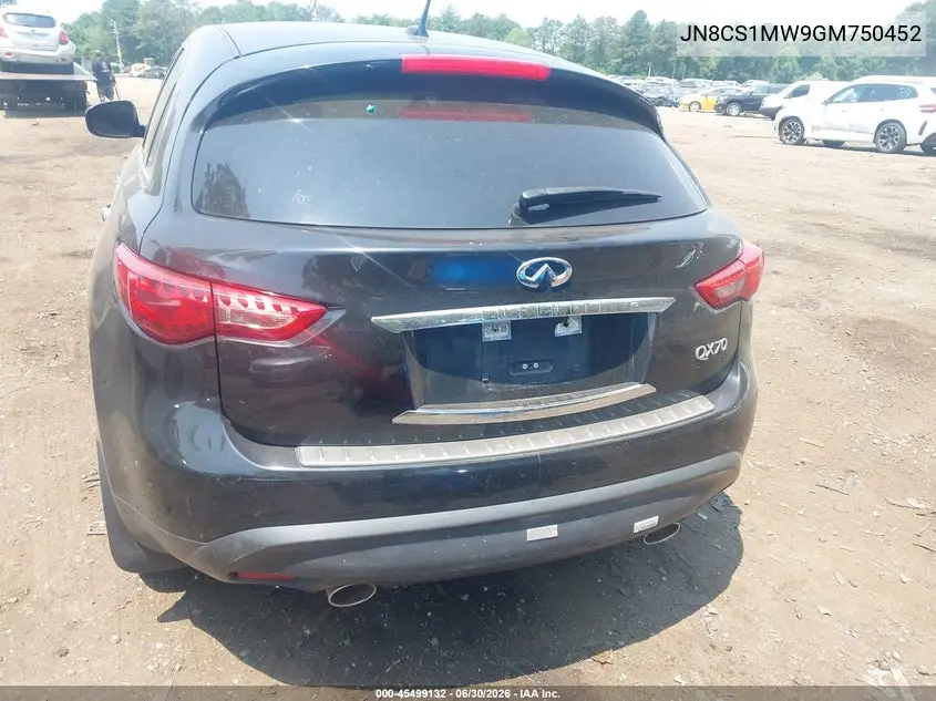 2016 Infiniti Qx70 VIN: JN8CS1MW9GM750452 Lot: 45499132