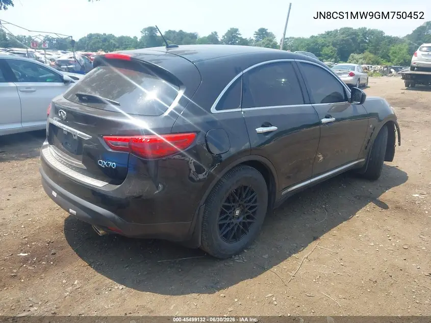 2016 Infiniti Qx70 VIN: JN8CS1MW9GM750452 Lot: 45499132