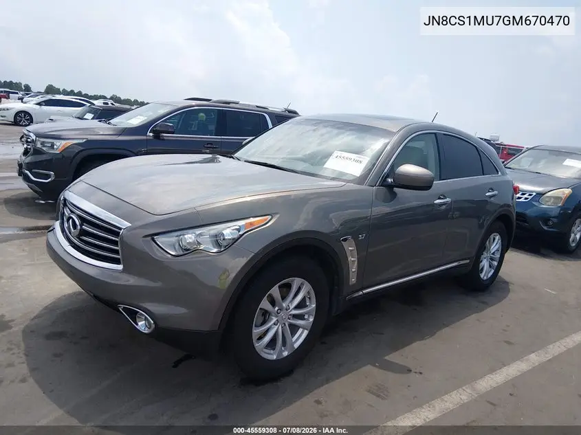 2016 Infiniti Qx70 VIN: JN8CS1MU7GM670470 Lot: 45559308
