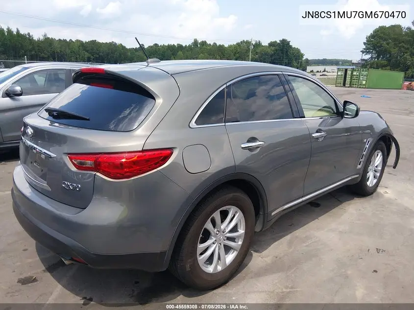 2016 Infiniti Qx70 VIN: JN8CS1MU7GM670470 Lot: 45559308