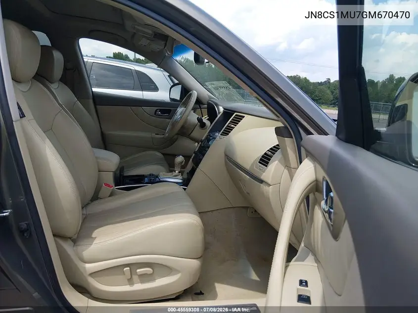 2016 Infiniti Qx70 VIN: JN8CS1MU7GM670470 Lot: 45559308