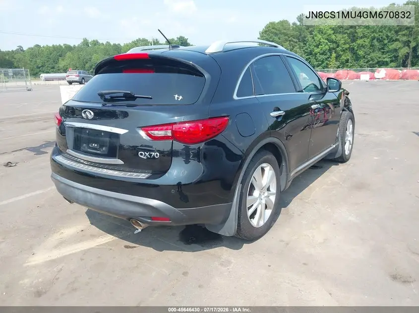 2016 Infiniti Qx70 VIN: JN8CS1MU4GM670832 Lot: 45646430