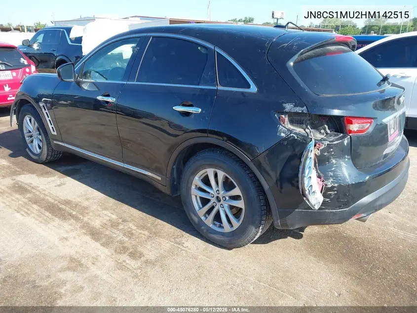 2017 Infiniti Qx70 VIN: JN8CS1MU2HM142515 Lot: 45076280