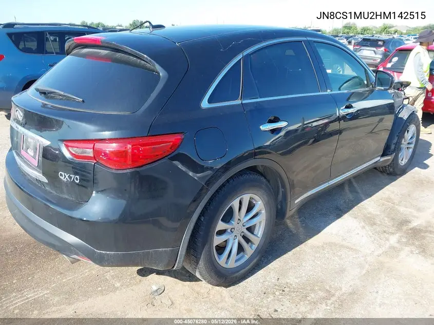 2017 Infiniti Qx70 VIN: JN8CS1MU2HM142515 Lot: 45076280