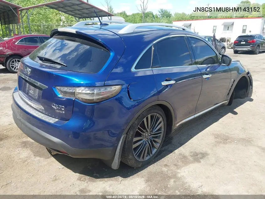 2017 Infiniti Qx70 VIN: JN8CS1MU8HM143152 Lot: 45135774