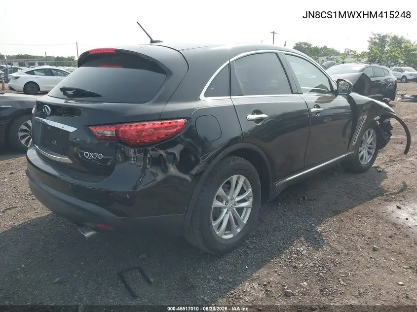 2017 Infiniti Qx70 VIN: JN8CS1MWXHM415248 Lot: 45517010