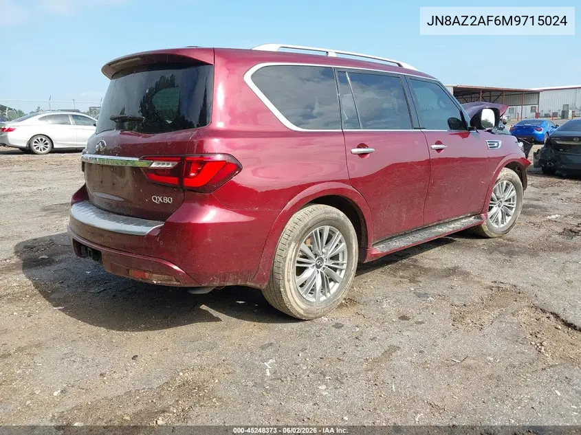 2021 Infiniti Qx80 Luxe VIN: JN8AZ2AF6M9715024 Lot: 45248373