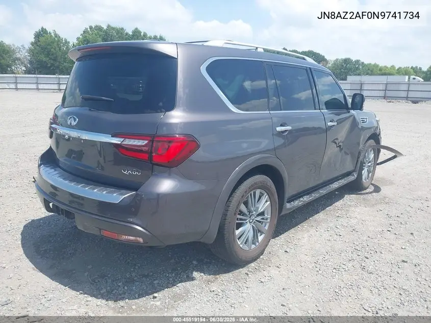 2022 Infiniti Qx80 Luxe VIN: JN8AZ2AF0N9741734 Lot: 45519194