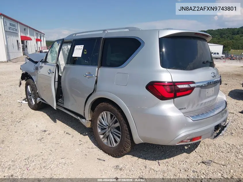 2022 Infiniti Qx80 Luxe VIN: JN8AZ2AFXN9743801 Lot: 45545848
