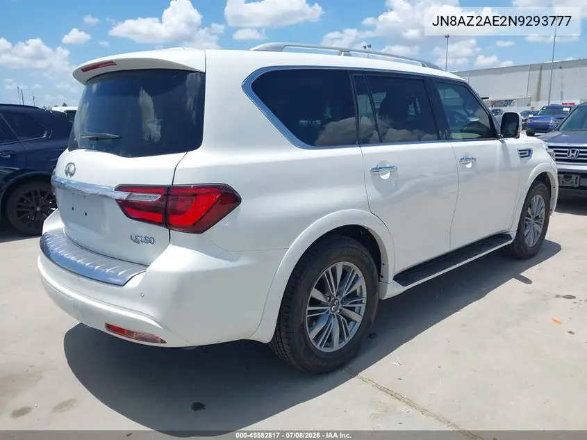 2022 Infiniti Qx80 Luxe Awd VIN: JN8AZ2AE2N9293777 Lot: 45582817